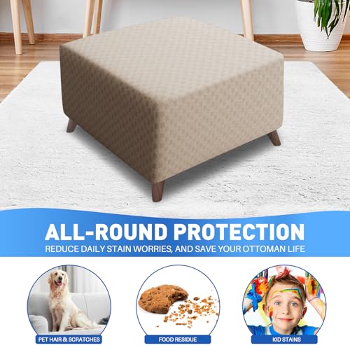 High Stretch Jacquard Ottoman Cover - Soft Rectangle Slipcover