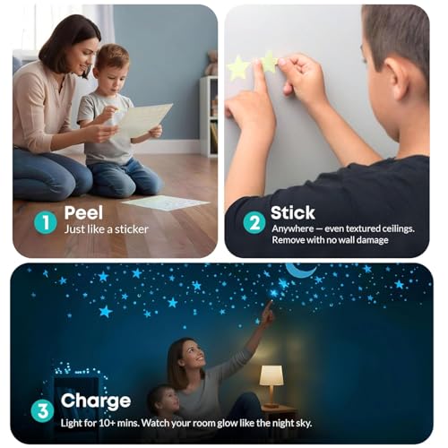 Glow in the Dark Stars for Ceiling - 1050 Pcs Moons & Stars Wall Decals