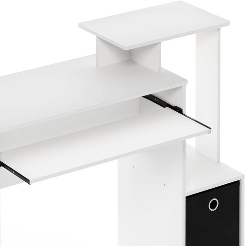 Furinno Econ Home Office Computer Writing Desk - Stylish White & Black Design | Compact Size