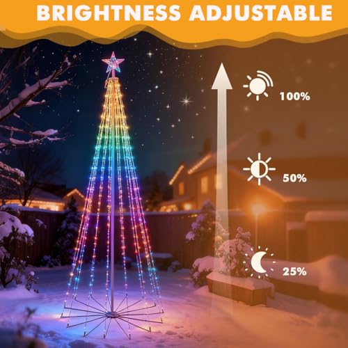 8 Ft Smart RGB Christmas Cone Tree with 340 LED Lights & App Control