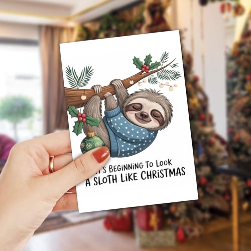 Podagree Christmas12 Funny Sloth Holiday Card – Greeting Card for Christmas, Holiday & Special Occasions