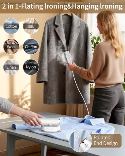 2-in-1 Handheld Garment Steamer and Steam Iron, 1200W Portable Travel Iron