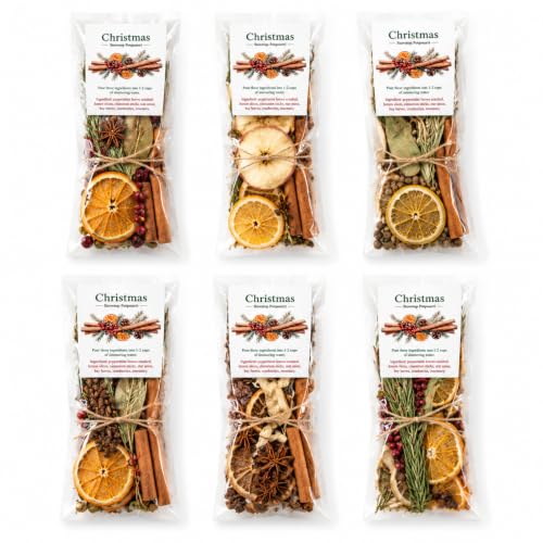 Loopeer 6 Pack Christmas Potpourri Kit with Cinnamon Sticks - Holiday Fragrance Set