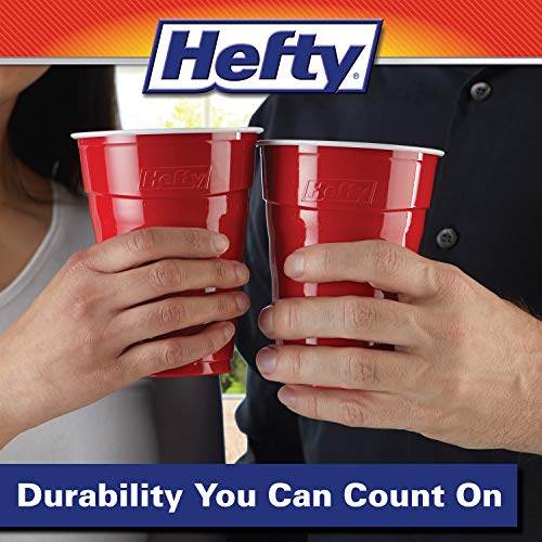 18 oz Red Disposable Plastic Party Cups - Easy Grip Cold Drink Cups (50 Pack)