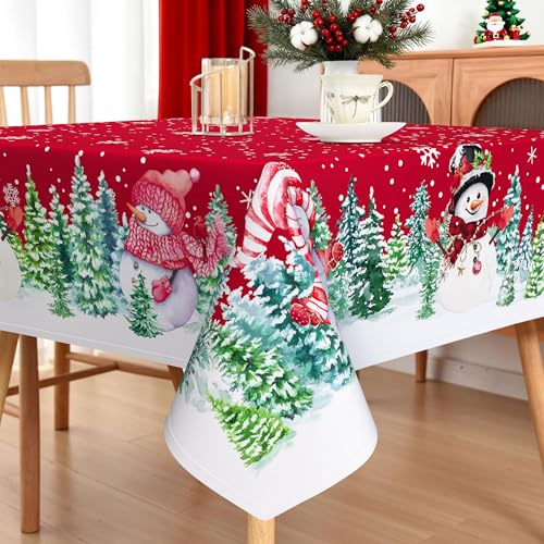 Roszwtit Christmas Snowman Tablecloth 60x60 Square - 02, 100% Polyester