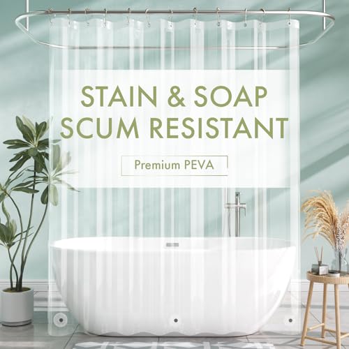 AmazerBath Clear Shower Curtain Liner 72x72 Waterproof PEVA with Magnets