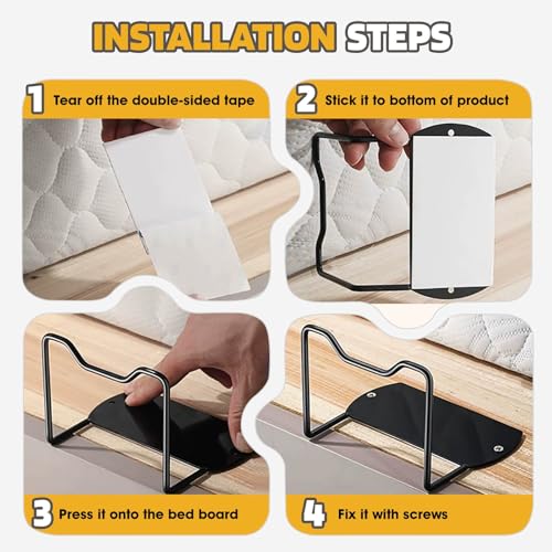 L-Shaped Mattress Slide Stopper Retainer Bars for Wooden Beds - 2 Pack