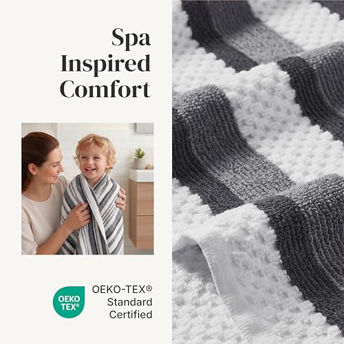 6-Piece Reversible Cotton Jacquard Towel Set - Absorbent Bath & Hand Towels