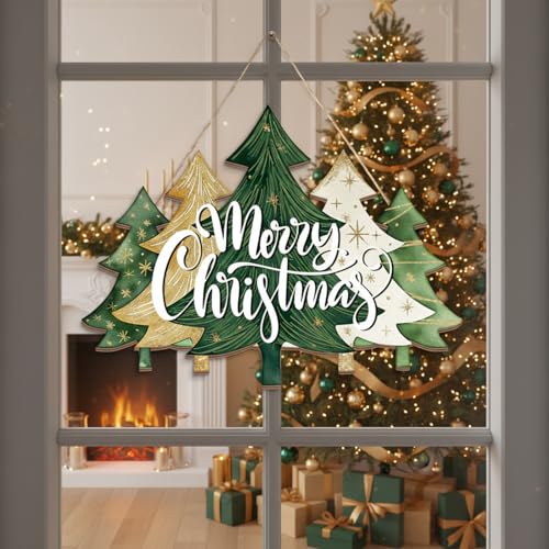 BBTO Christmas Wreath for Front Door – Vivid Tree Style Door Sign