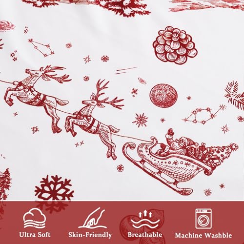 Christmas Duvet Cover King Size - Soft Microfiber Reversible Bedding