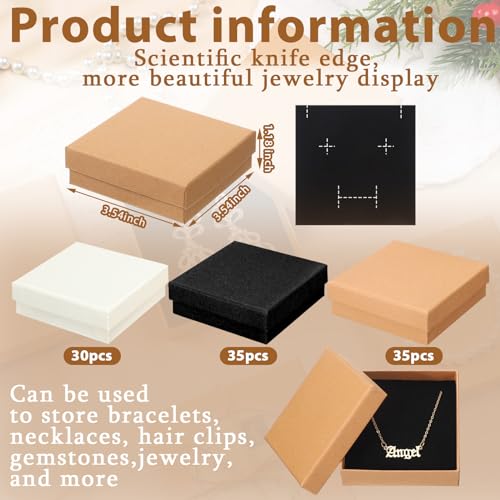 Tenceur 100 Pcs Christmas Jewelry Gift Box Set, 3.5 x 3.5 x 1.2 in, Brown/Black/White
