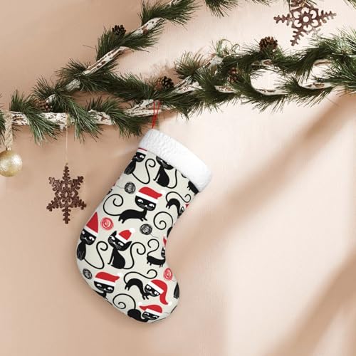 Personalized Christmas Stockings - Cute Funny Cats Kids Holiday Gift, 18 Inch Xmas Decor