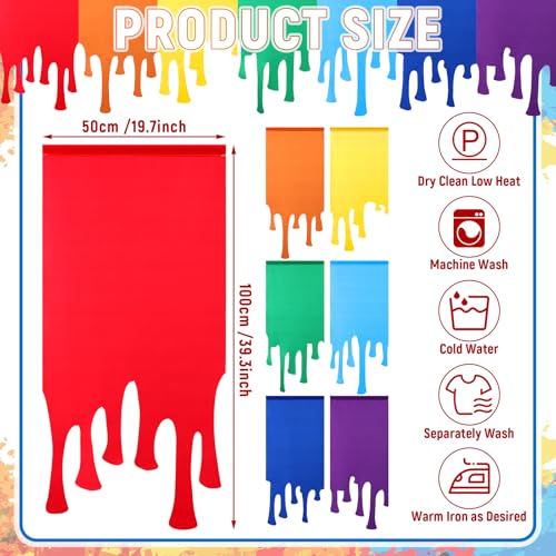 Rainbow Paint Drip Curtains, 7-Piece Colorful Classroom Window Drapes