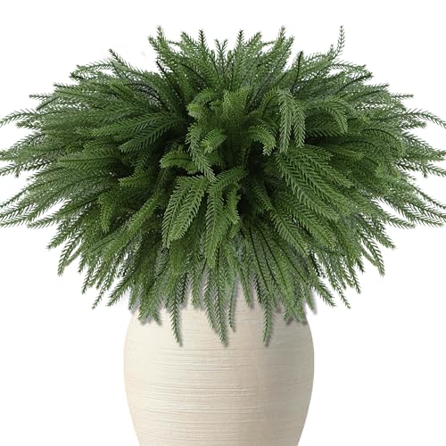 DR.DUDU 18-inch Norfolk Pine Stems - 16 Pack Artificial Holiday Greenery for Christmas Decor