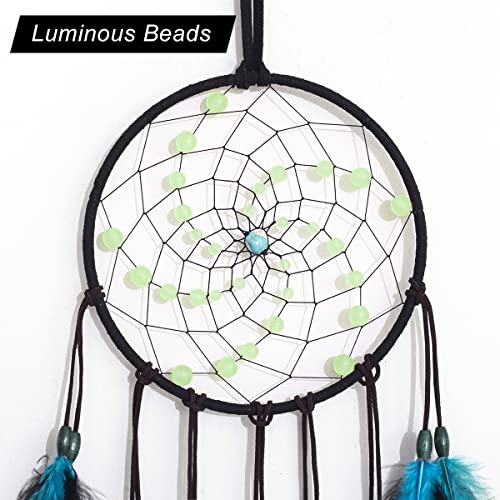 Handmade Luminous Blue Dream Catcher - Glow in the Dark Wall Decor