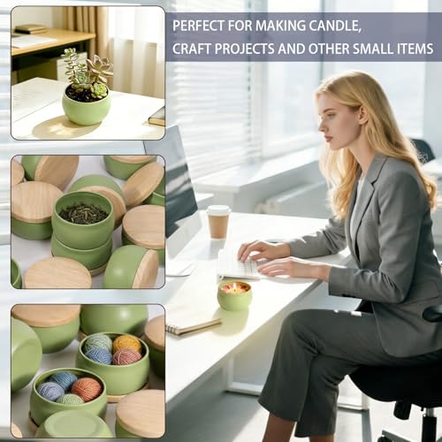 16-Pack 2.5oz Metal Candle Tins with Wood-Grain Lids