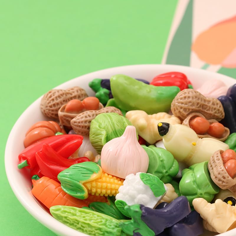 50Pcs Miniature Artificial Vegetables, Realistic Resin Produce Figurines