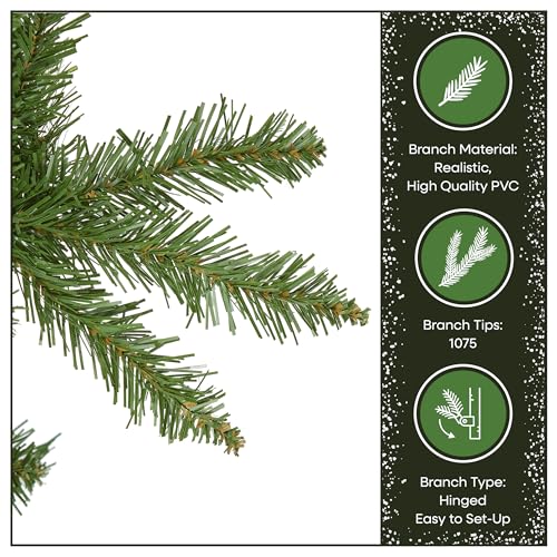 7.5ft Unlit Kingswood Fir Slim Artificial Christmas Tree with Metal Stand