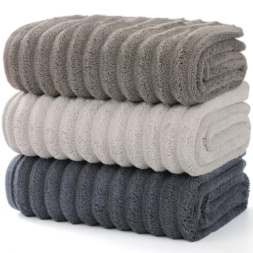 3-Piece Quick-Dry Microfiber Towel Set - Ultra Soft Textured Hand Towels