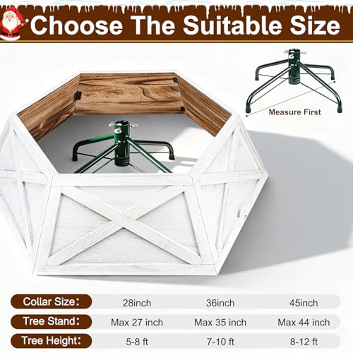 Paulmele White 35'' Hexagon Wooden Tree Collar - Standard Size