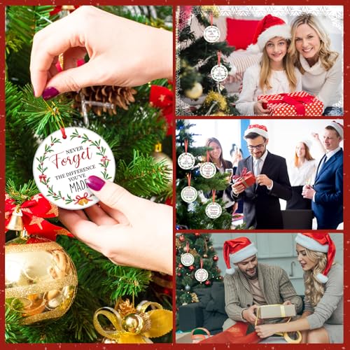 Barydat 12 Pcs Christmas Thank You Ornaments Ceramic – 6 Styles, 2 Each, Coworker Gift