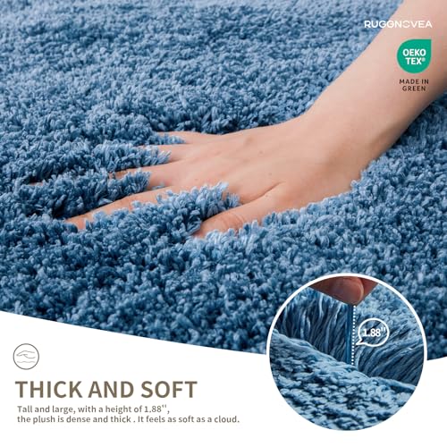 Ruggnovea Non-Slip Bathroom Rug - Ultra Soft Absorbent Microfiber Bath Mat 24x17 Blue