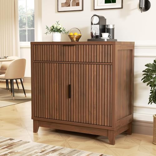 32-Inch Fluted Sideboard Buffet Cabinet with Drawer and Adjustable Shelf