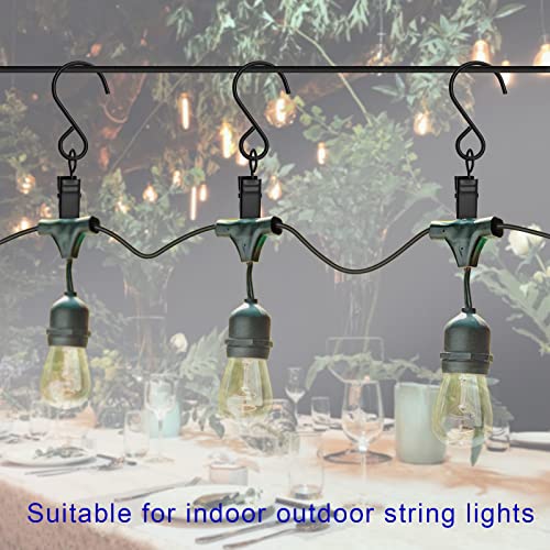 3-Inch Stainless Steel S-Hooks with Clips, 50 Pack Hanging Light Hangers