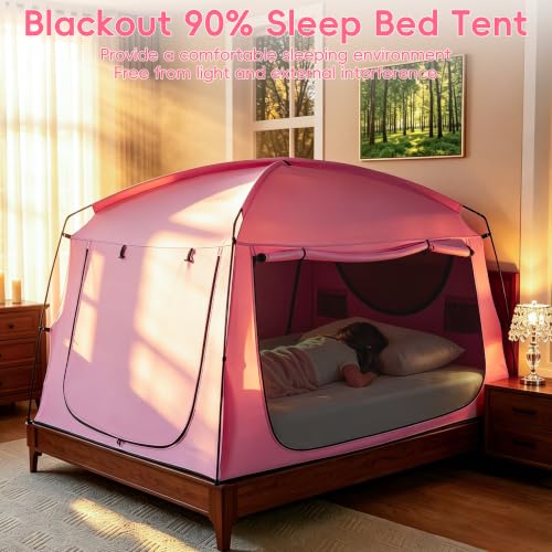 Indoor Privacy Sleep Canopy, 90% Blackout Bed Tent with Breathable Mesh