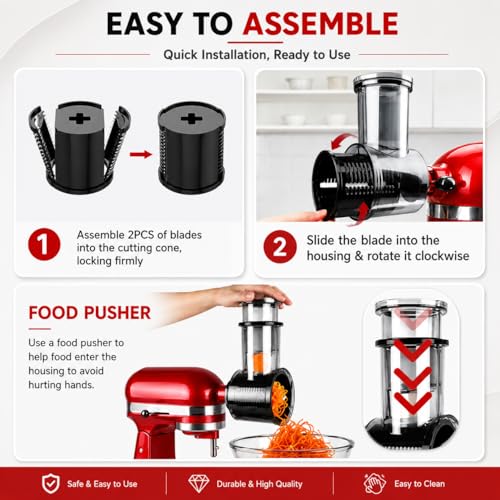 Vegetable Slicer and Shredder Attachment for Stand Mixers