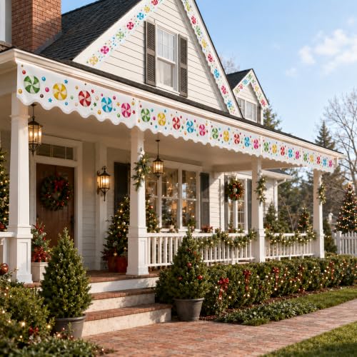 Deloky 8Pcs Outdoor Gingerbread House Banner 47x12 Candy Decor - Gingerbread-8Pcs