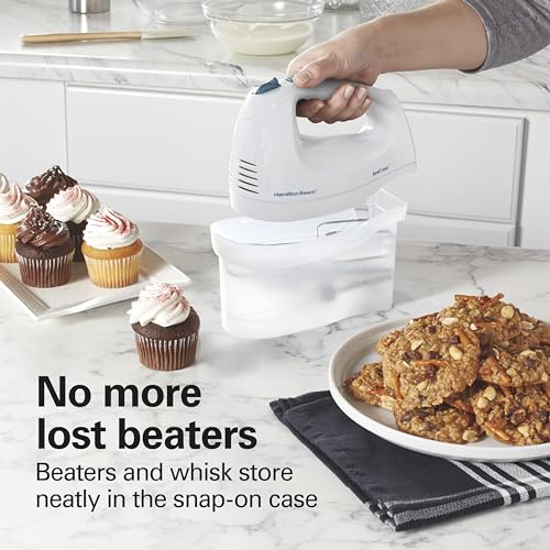 6-Speed Electric Hand Mixer with Snap-On Storage Case, 250W Motor
