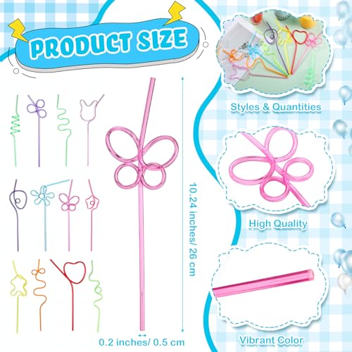 Didaey 120 Pcs Reusable Crazy Silly Drinking Straws - Stylish Colorful Design