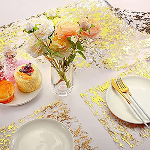 Tegeme Metallic Gold Table Runner 11 Inch x 99 Feet Glitter Foil Decor for Celebrations
