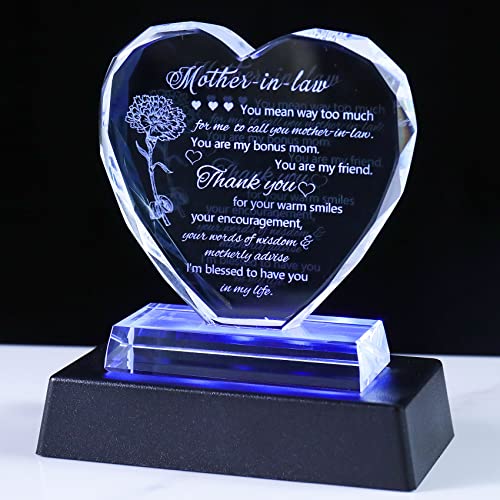 Movdyka LED Mother-in-Law Glass Keepsake - Unique Birthday Gift from Daughter in Law (LED-Mother in law)