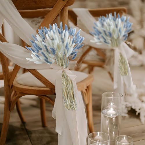 120pcs Dried Bunny Tails Flowers, 17-Inch Natural Lagurus Ovatus Stems