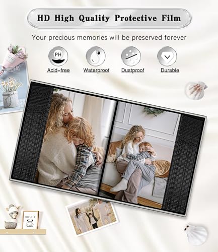 Linen 4x6 Photo Album with Window Cover - Holds 100 Photos, Gray