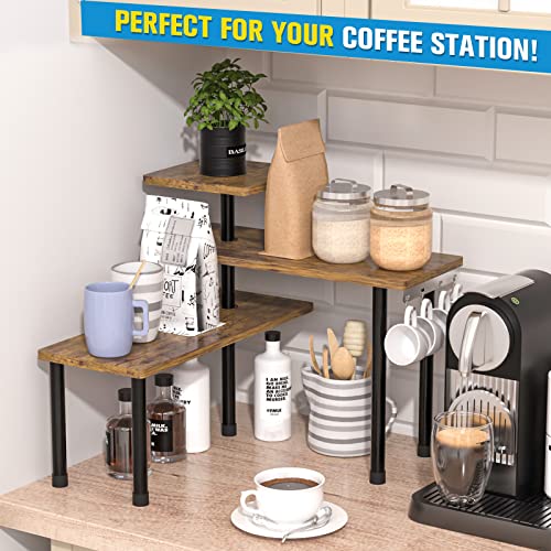 3-Tier Corner Shelf Countertop Organizer in Rustic Brown
