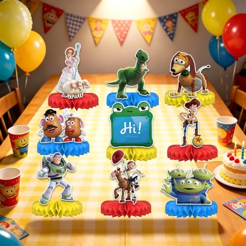 9PCS Honeycomb Table Centerpieces for Kids Birthday Party Decorations
