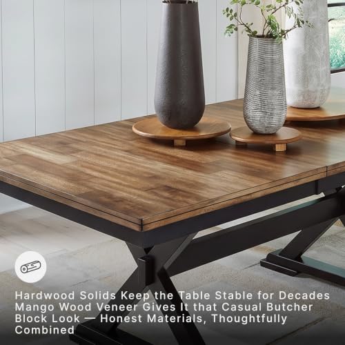 Extendable Farmhouse Dining Table with Butterfly Leaf, Seats 8