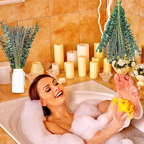 Dried Eucalyptus Stems & Lavender Flower Bundles for Shower, 17 Inch (2 Pack)
