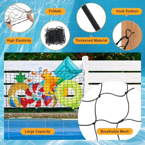 Extra Large Pool Toy Storage Net - 71"x47" Mesh Organizer with Hooks