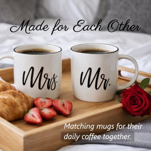 Mr. & Mrs. Coffee Mug Set 13oz Ceramic Couples Gift Ready to Gift
