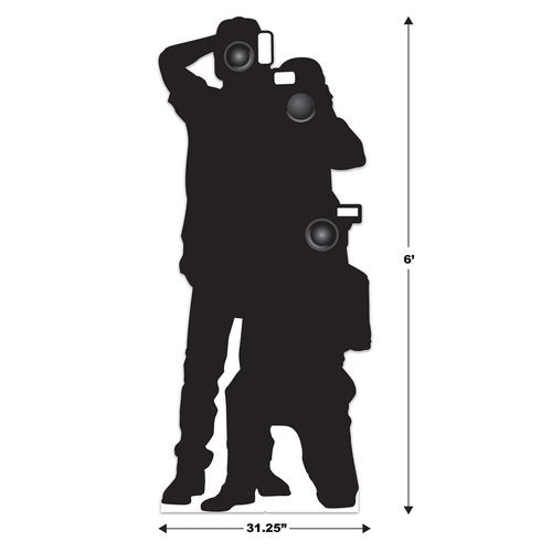 Beistle Life Size Paparazzi Stand-Up with Easel, Hollywood Theme Party Decorations, Photo Booth Props for VIP Awards Night Events, Movie Night, 6' x 32.15"