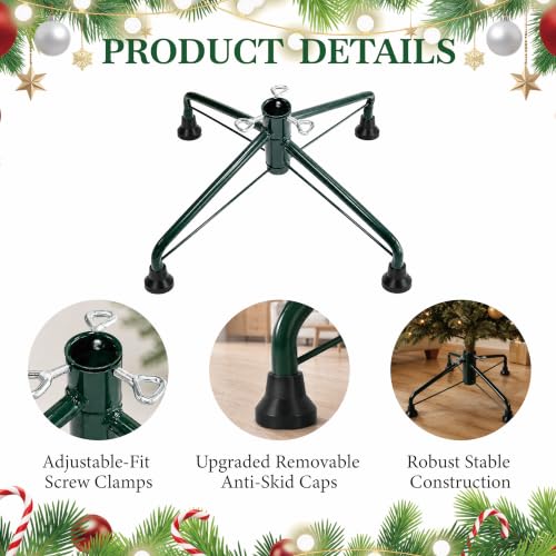 Flylike Christmas Tree Stand, 3-8 ft Metal Folding Base with Anti-Skid Caps
