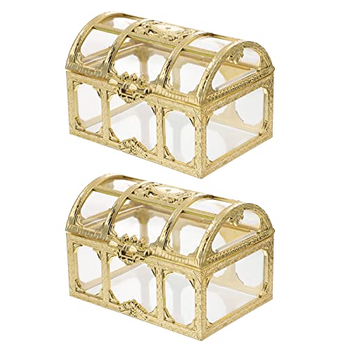 Transparent Pirate Treasure Chest Boxes, 2-Piece Mini Jewelry Organizers