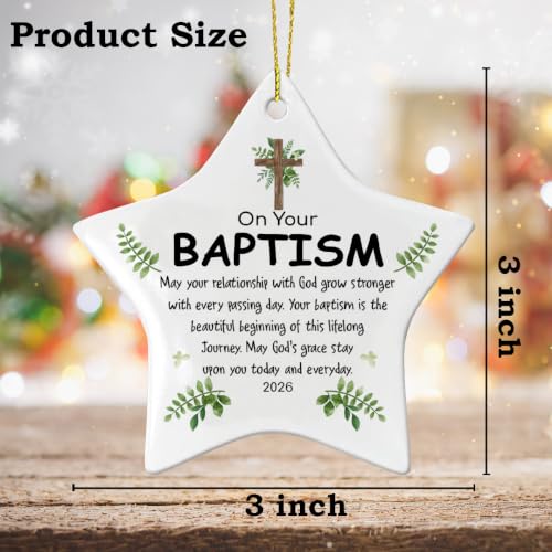 OOINISUU Star Ceramic Ornament for Baptism, Christmas & Holiday Gifts