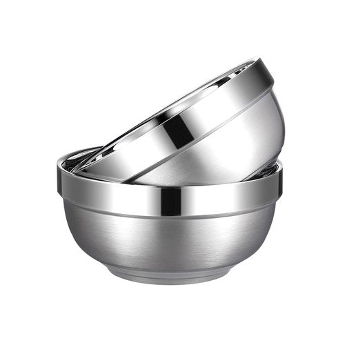 Yanglonghui Heat Insulated Stainless Steel Bowls, SUS 304, Double Walled Multipurpose, Perfect Snack Bowls for Serving Ice Cream or Hot Soup, Cereal, Rice, Noodles, Salad (2, 50 ounces)