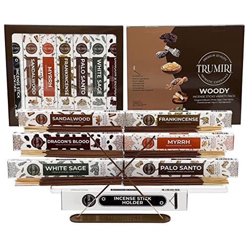 Natural Incense Sticks Variety Pack - 120 Count with Burner Holder