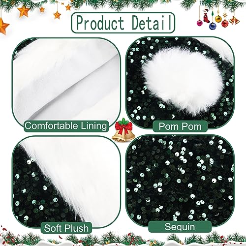 Green Sequin Santa Hat for Adults - Christmas & Holiday Party Accessory
